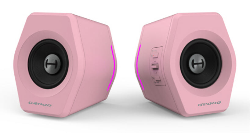 Edifier G2000 Gaming 2.0 Speakers System - Bluetooth V4.2/ USB Sound Card/ AUX Input/RGB 12 Light Effects/ 16W RMS Power Pink  G2000-PINK