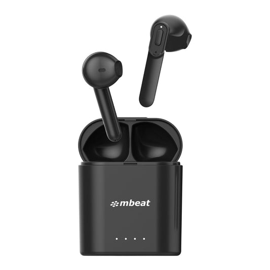 mbeat E1 True Wireless Earbuds/Earphones - Up to 4hr Play time, 14hr Charge Case, Easy Pair MB-TWS-E1