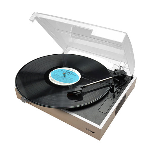 mbeat Wooden Style USB Turntable Recorder - Vinyl to MP3 Built-in Stereo Speakers Vinyl 33/45/78 - Natural MB-USBTR68
