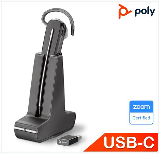 Plantronics/Poly Savi 8245 UC, DECT Headset, USB-C, Convertible, Wireless, Unlimited talk time, crystal-clear audio, ANC, one-touch control, SoundGuard 211207-02