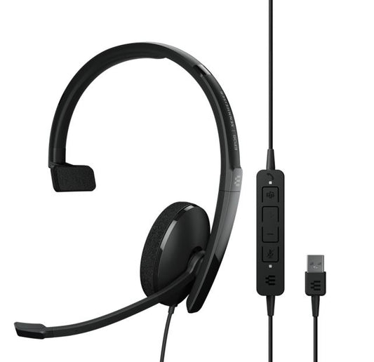 EPOS ADAPT 130T USB II, On-ear, single-sided USB-A headset with in-line call control and foam earpad. Optimised for UC 1000899