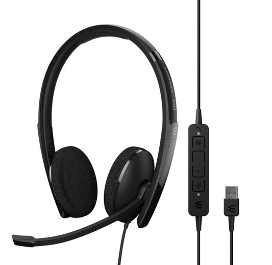 EPOS ADAPT 160T USB II On-ear, double-sided USB-A headset with in-line call control and foam earpads. Certified for Microsoft Teams 1000901
