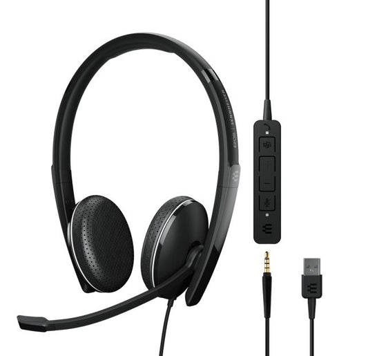 EPOS ADAPT 165T USB II On-ear, Wired, double-sided 3.5 mm jack Headset, Detachable USB cable with in-line call control 1000902
