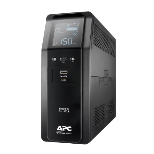 APC Back-UPS Pro 1600VA/960W Line Interactive UPS, Tower, 230V/10A Input, 8x IEC C13 Outlets, Lead Acid Battery, USB Type A + C Ports, LCD  BR1600SI