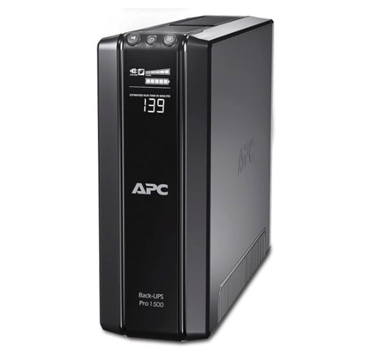 APC Back-UPS Pro 1500VA/865W Line Interactive UPS, Tower, 230V/10A Input, 10x IEC C13 Outlets, Lead Acid Battery, LCD, AVR BR1500GI
