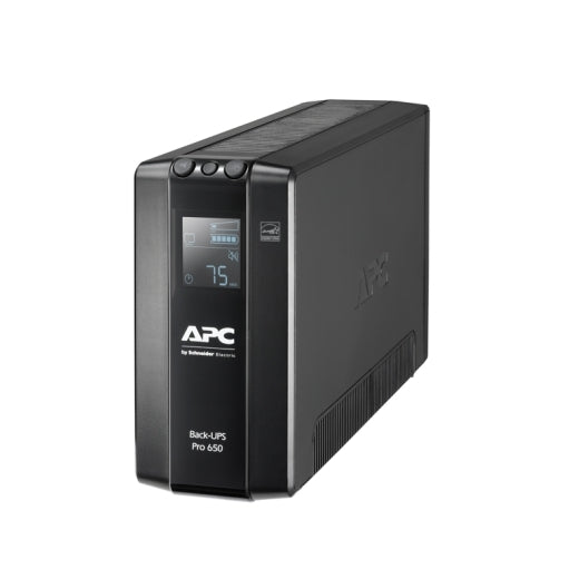 APC Back-UPS Pro 650VA/390W Line Interactive UPS, Tower, 230V/10A Input, 6x IEC C13 Outlets, Lead Acid Battery, LCD, AVR BR650MI