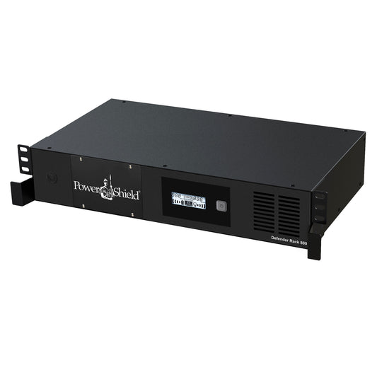 PowerShield Defender RackMount 800VA/480W, 2RU Shallow depth UPS, 6 AUS sockets, 2 x 10 Amp IEC, user-replaceable batteries, 2-year warranty PSDR800