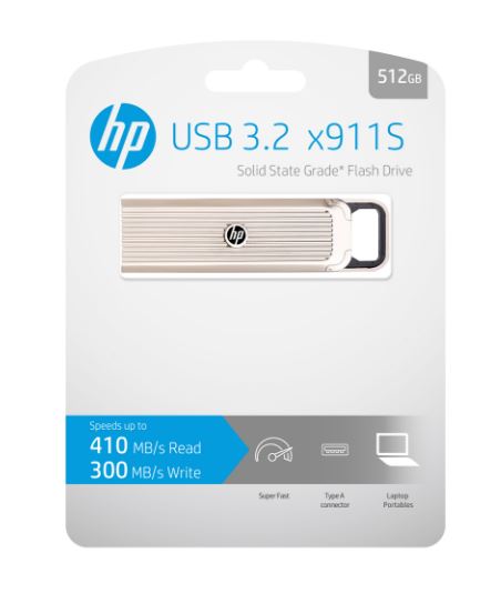 HP HPFD911S-512 - USB 3.2 Type A - 410MB/s (read), 300MB/s (write) (LS>HPFD911S-256) HPFD911S-512