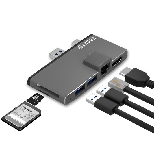 mbeat Edge Pro Multifunction USB- C Hub for Microsoft Surface Pro 5/6 Metal Grey (HDMI, LAN, USB 3.0 Hub, Card Reader) MB-EGE-P68GRY