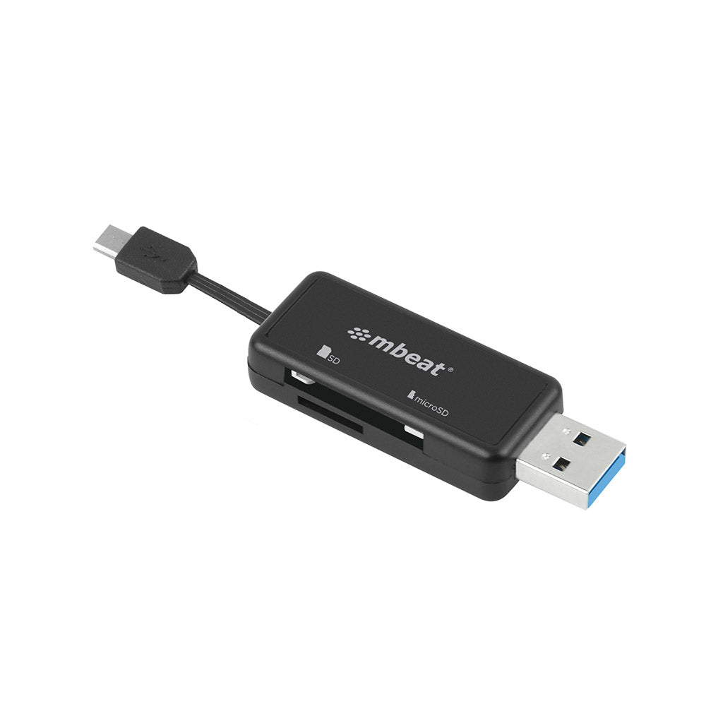 mbeat Ultra Dual USB Reader - USB 3.0 Card Reader plus Micro USB 2.0 OTG Reader - USB 3.0 SD/Micro SD card reader for PC/MAC. MB-OTG32D