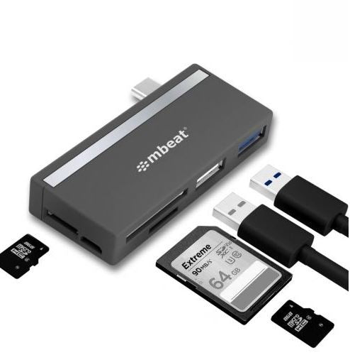 mbeat Essential 5-IN-1 USB- C Hub ( USB hub 2.0, 3.0, SD/TF Card Reader Supports SDXC, MicroSDXC) MB-UCH-27GRY