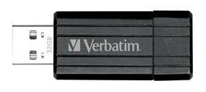 Verbatim Store'n'Go Pinstripe USB Drive 32GB USB Storage Drive Memory Stick (Black) 2 Years Limited Warranty 49064