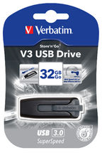 Verbatim 32GB V3 USB3.0 Grey Store'n'Go V3; Retractable USB Storage Drive Memory Stick 49173