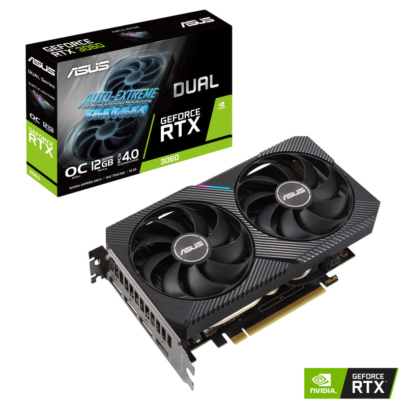 ASUS nVidia GeForce DUAL-RTX3060-O12G-V2 RTX3060 V2 12GB GDDR6 OC Edition, 1867 Mhz Boost, 1xHDMI 2.1 3xDP 1.4a (LHR) DUAL-RTX3060-O12G-V2
