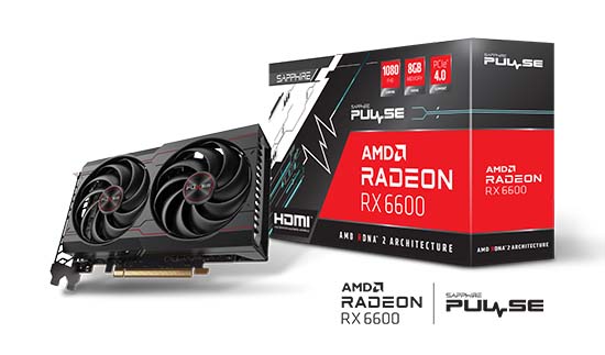 SAPPHIRE PULSE AMD RADEON RX 6600 Gaming Graphics Card 8GB GDDR6, AMD RDNA 2, HDMI/DP (11310-01-20G) 11310-01-20G