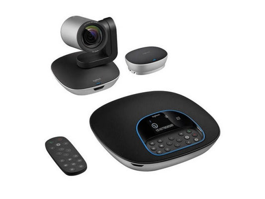 Logitech Group- Conference Cam Group HD Video Conferencing Webcam for Med-Large Meeting Rooms 1080p Pan Tilt Zoom Camera & Speakerphone BT NFC 960-001054