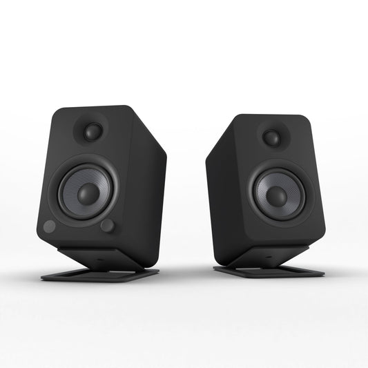 Kanto YU4 140W Powered Bookshelf Speakers with Bluetooth and Phono Preamp - Pair, Matte Black with S4 Black Stand Bundle KO-YU4MB-S4