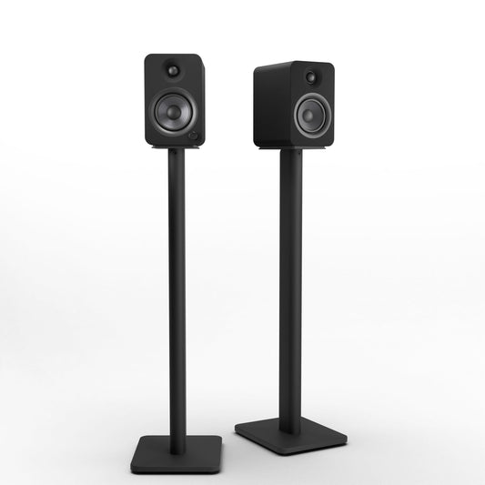 Kanto YU4 140W Powered Bookshelf Speakers with Bluetooth and Phono Preamp - Pair, Matte Black with SP32PL Black Stand Bundle KO-YU4MB-SP32PL
